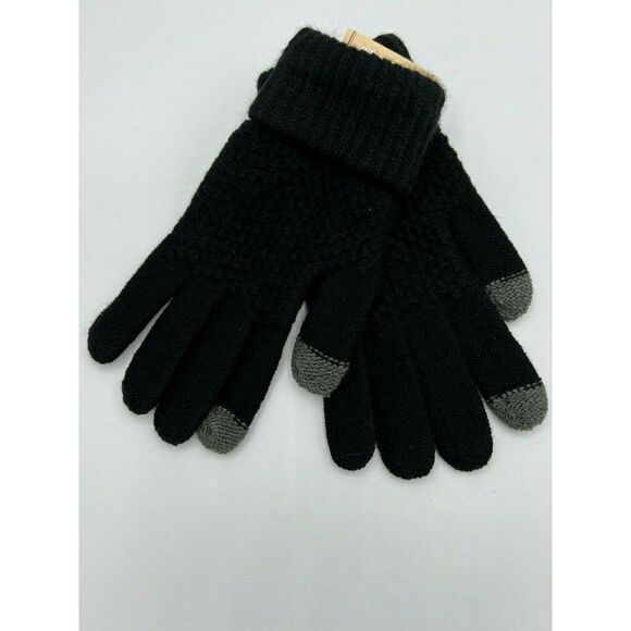 Touch Gloves Knit Black Gray Womens Small New - Picture 2 of 3